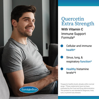 EuroMedica Quercetin Plus Vitamin C - Immune Support & Respiratory Health | 60 Capsules