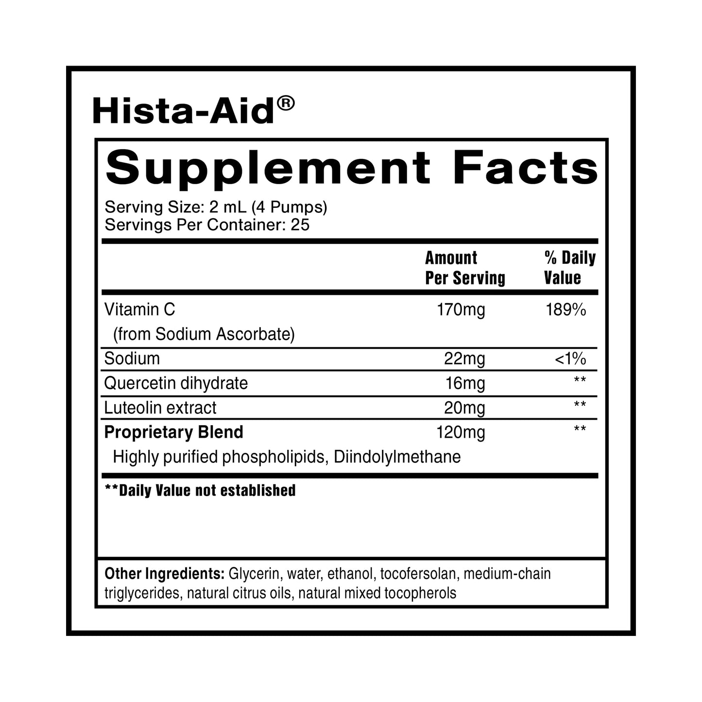 Quicksilver Scientific Hista-Aid – Nanoemulsified Flavonoids with Liposomal Vitamin C (50ml)