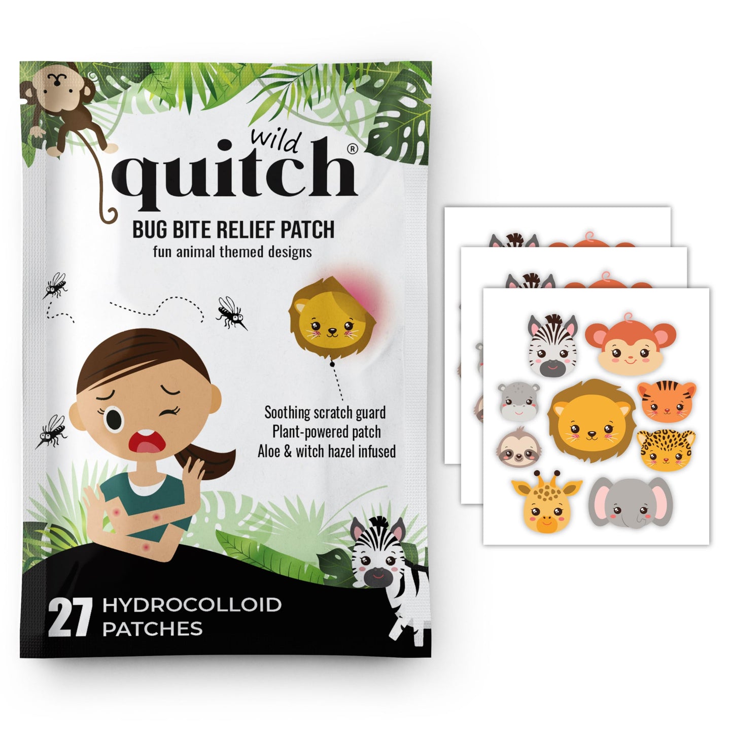 Quitch Mosquito Bite Relief Patches – Safari Animals for Kids