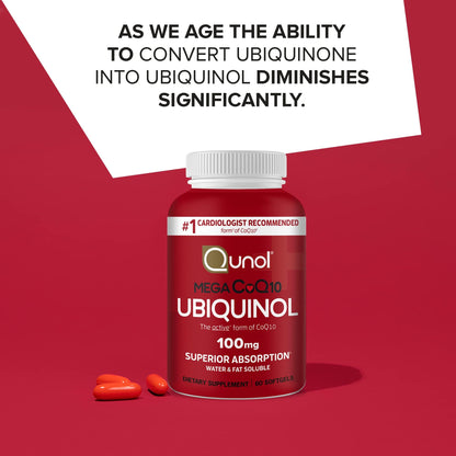 Qunol Ubiquinol CoQ10 100mg Softgels – Superior Absorption – 60 Count