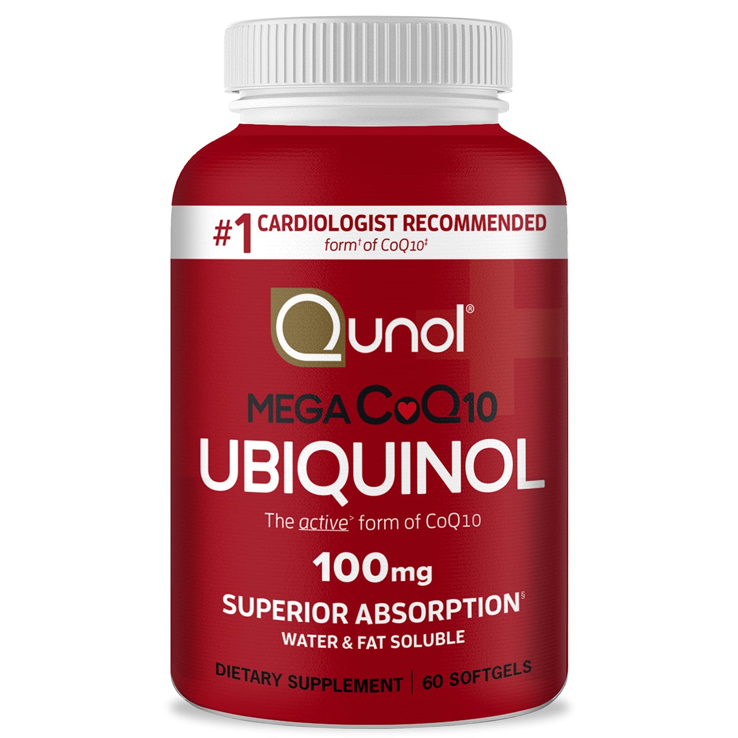Qunol Ubiquinol CoQ10 100mg Softgels – Superior Absorption, Heart Health & Blood Pressure Support | 60 Count