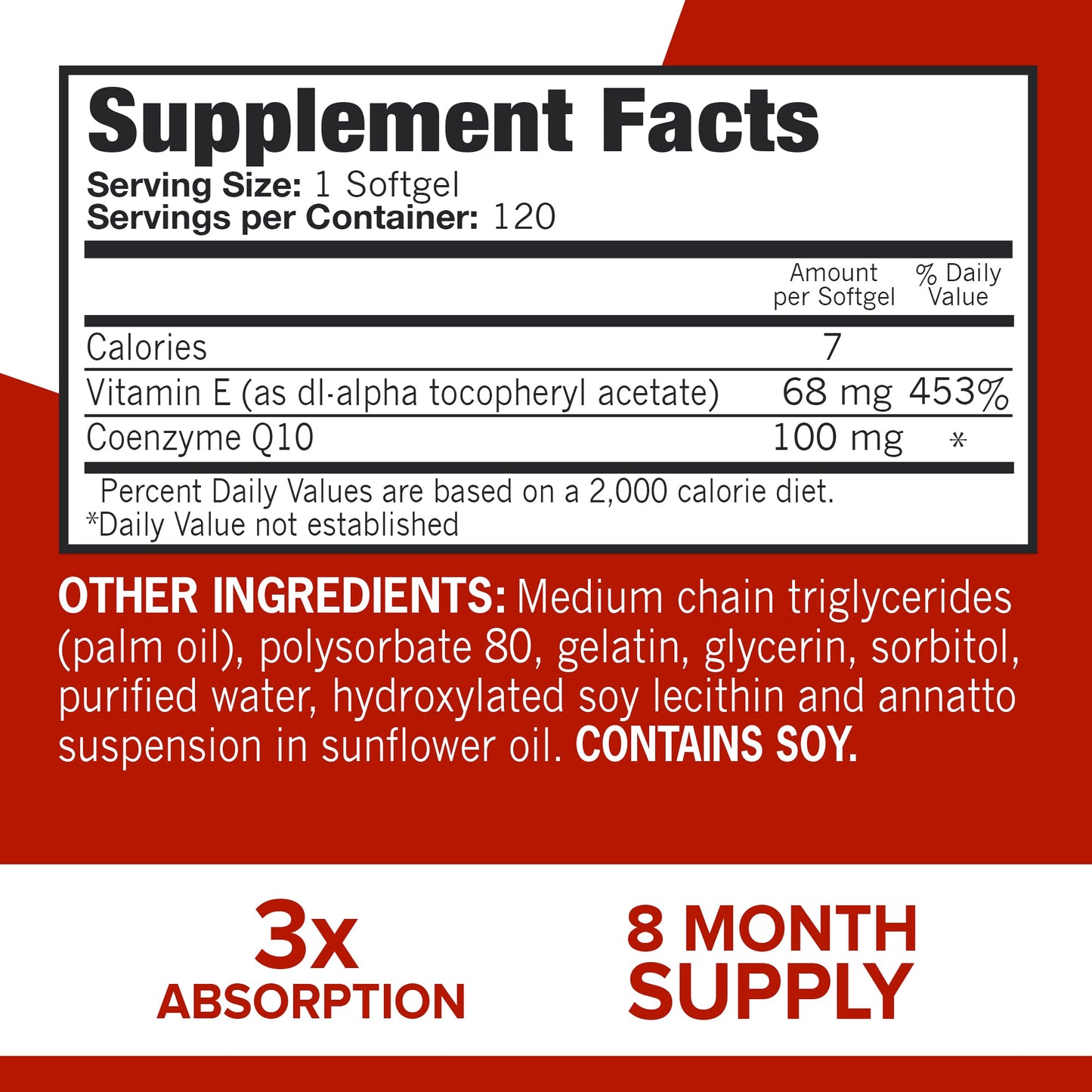 Qunol Ultra CoQ10 100mg | 3x Better Absorption | Water & Fat-Soluble CoQ10 | 240 Softgels