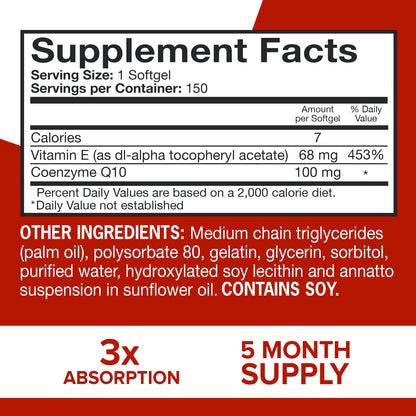 Qunol Ultra CoQ10 100mg Softgels — 3X Absorption, Heart Health & Energy (150 Count)
