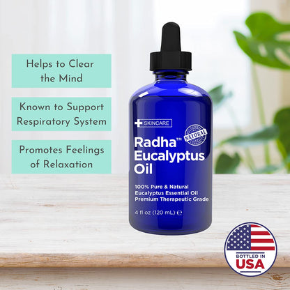 Radha Beauty Eucalyptus Essential Oil 4 oz – Pure & Therapeutic Grade