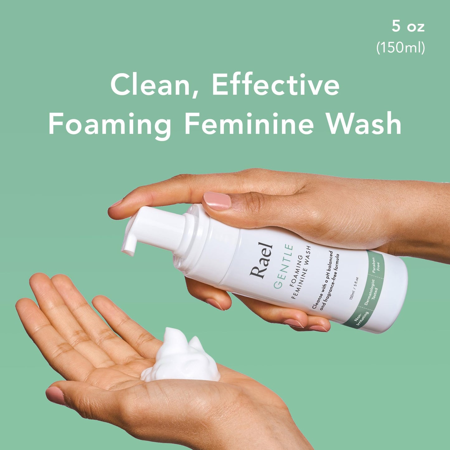 Rael Feminine Wash Foaming Cleanser for Women – Unscented, Cosmos Certified Natural (5oz, 4 Pack)
