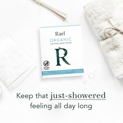 Rael Organic Cotton Wipes - 100% Purified Water, Hypoallergenic, Individually Wrapped (4 x 10 Count)