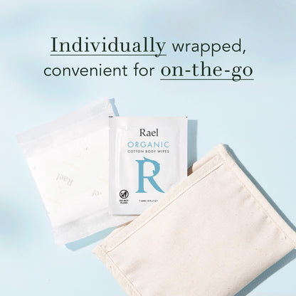 Rael Organic Cotton Wipes - 100% Purified Water, Hypoallergenic, Individually Wrapped (4 x 10 Count)