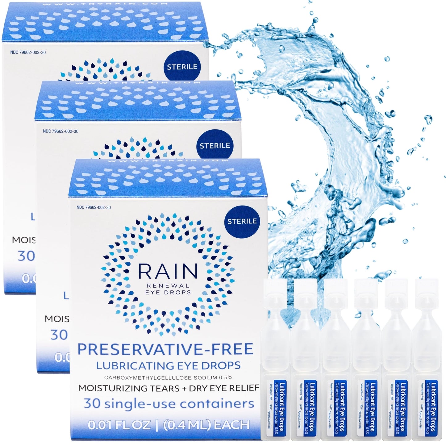 Rain Preservative Free Eye Drops – Natural Dry Eye Relief, Contact Lens Friendly