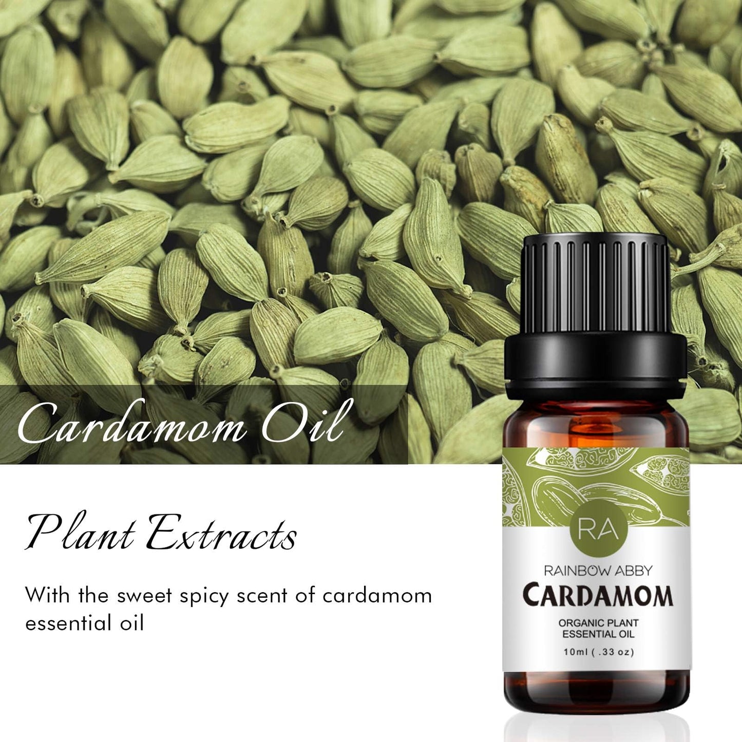 2-Pack Cardamom Essential Oil 2x10ml | 100% Pure Organic | Rainbow Abby
