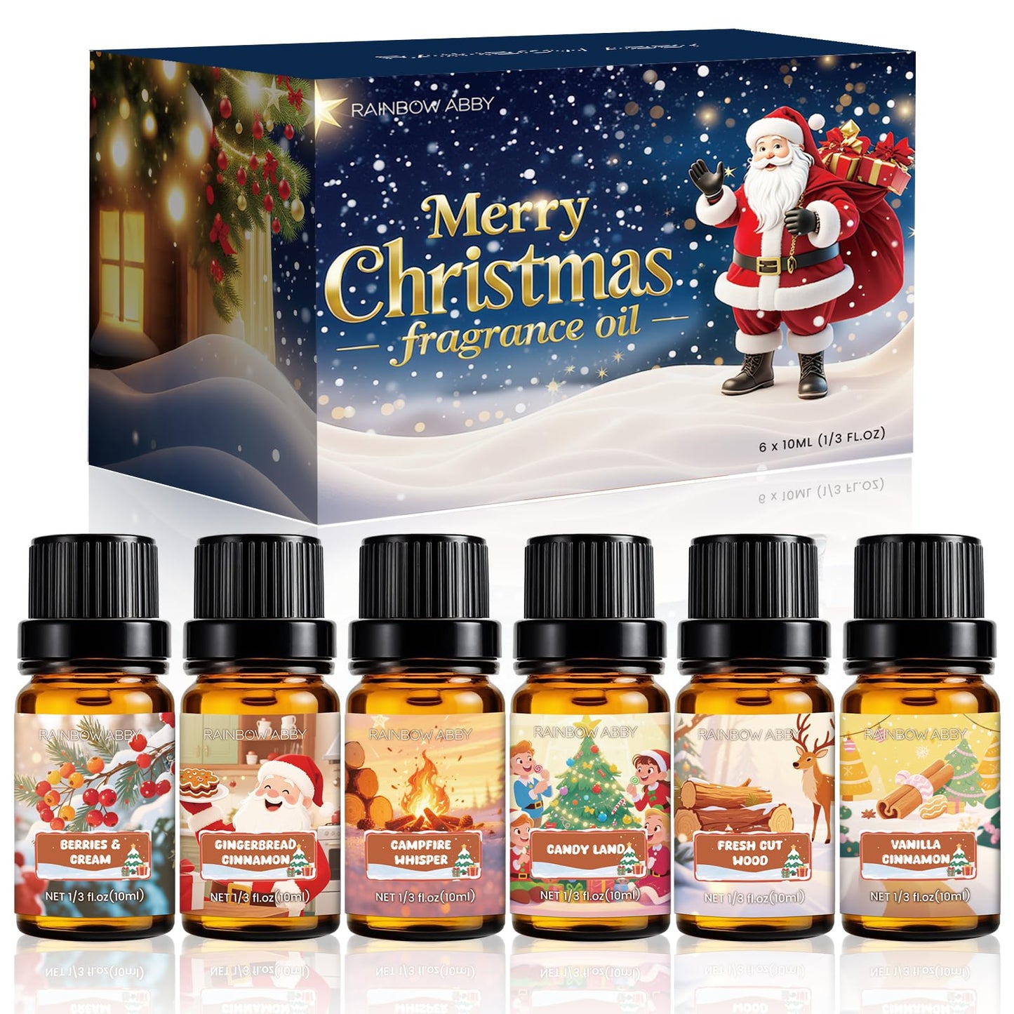 RAINBOW ABBY Christmas Fragrance Oil Set – 6x10ml Holiday Diffuser Oils