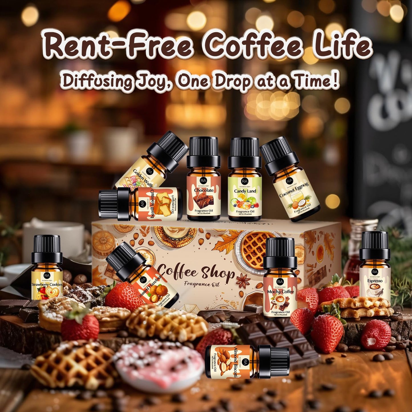 Rainbow Abby Coffee Shop Fragrance Oil Set – Espresso, Mocha, Chocolate & More for Candles & Soap