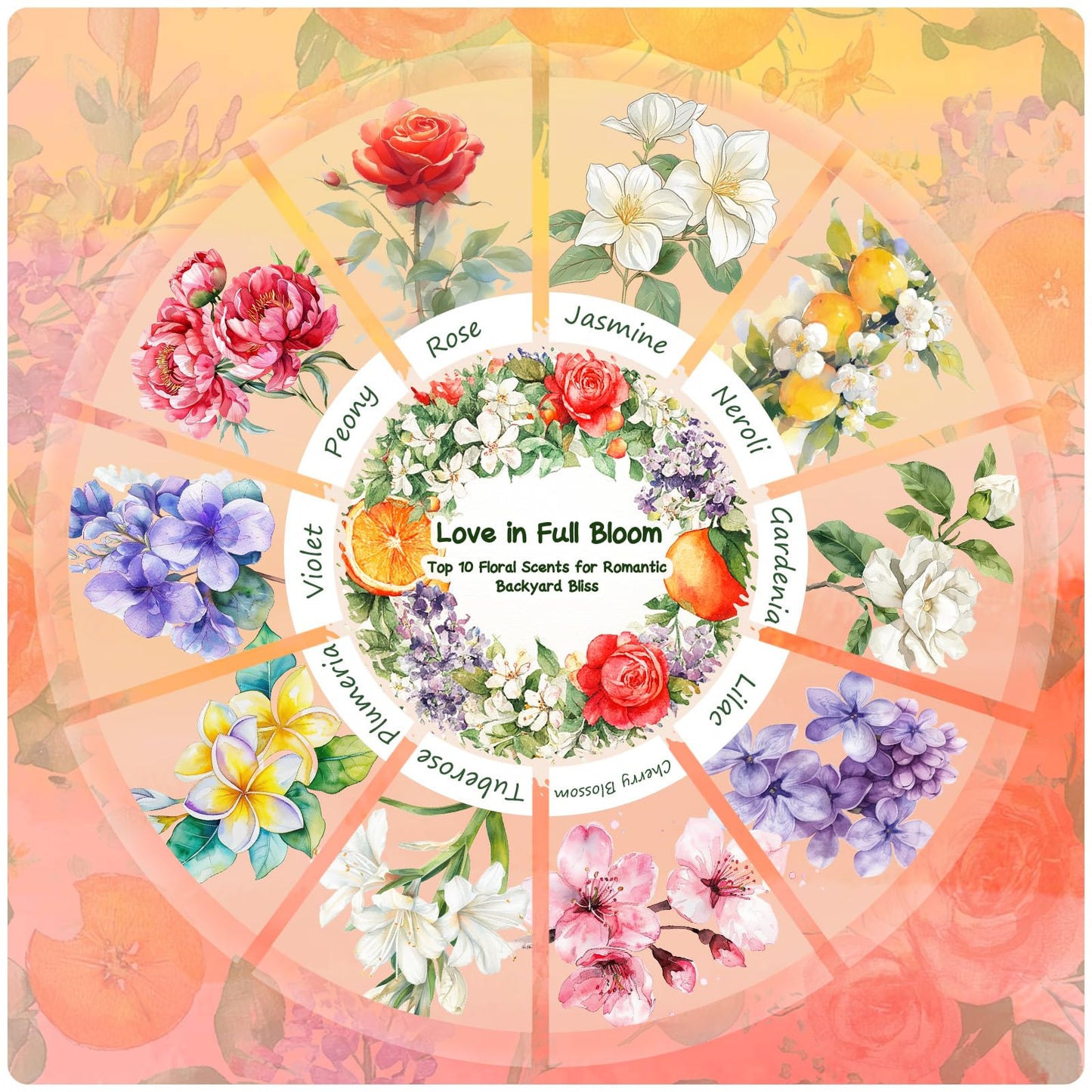 RAINBOW ABBY Floral Essential Oils Set - 10 Floral Scents, 5ml Bottles for Candle & Soap Making