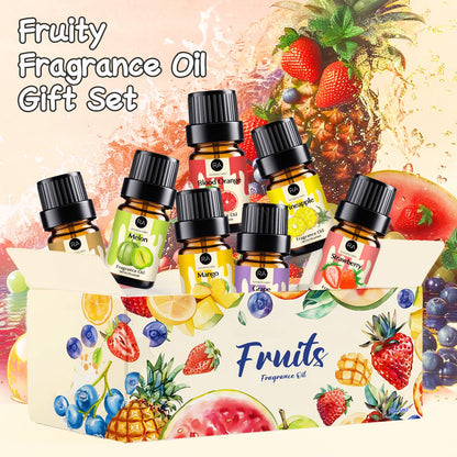 RAINBOW ABBY Fruity Fragrance Oil – 10 Fruit Scents in 5ML Bottles for Candle & Soap Making