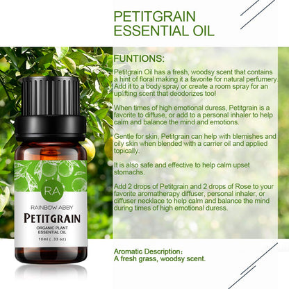 RAINBOW ABBY Petitgrain Essential Oil - 100% Pure Organic, 10ml