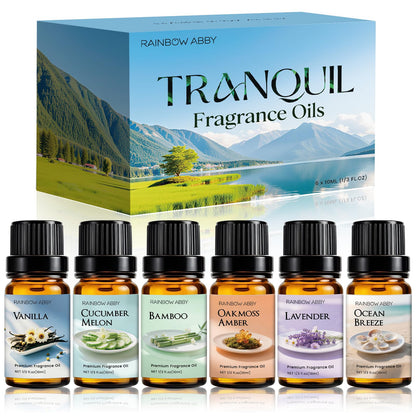 RAINBOW ABBY Tranquil Fragrance Oil Set – 6×10 ml for Candles, Soaps & Diffusers