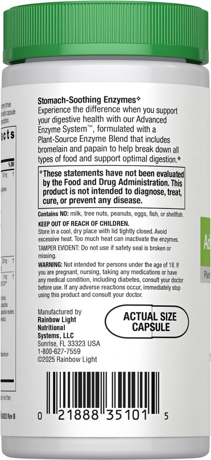 Rainbow Light Advanced Enzyme System Capsules – 90 Count