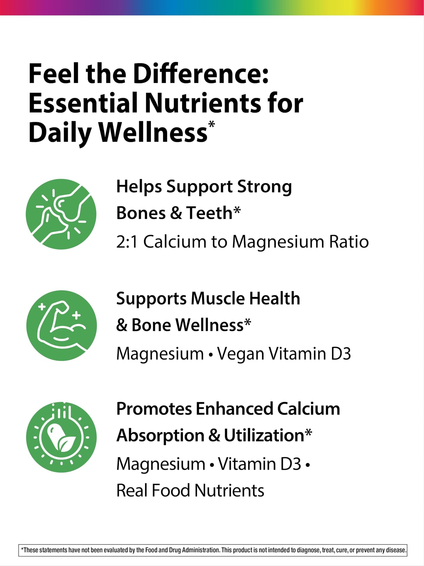 Rainbow Light Calcium with Magnesium and Vitamin D3 Tablets – Bone Health & Teeth Support, Vegetarian & Gluten Free (180 Count)