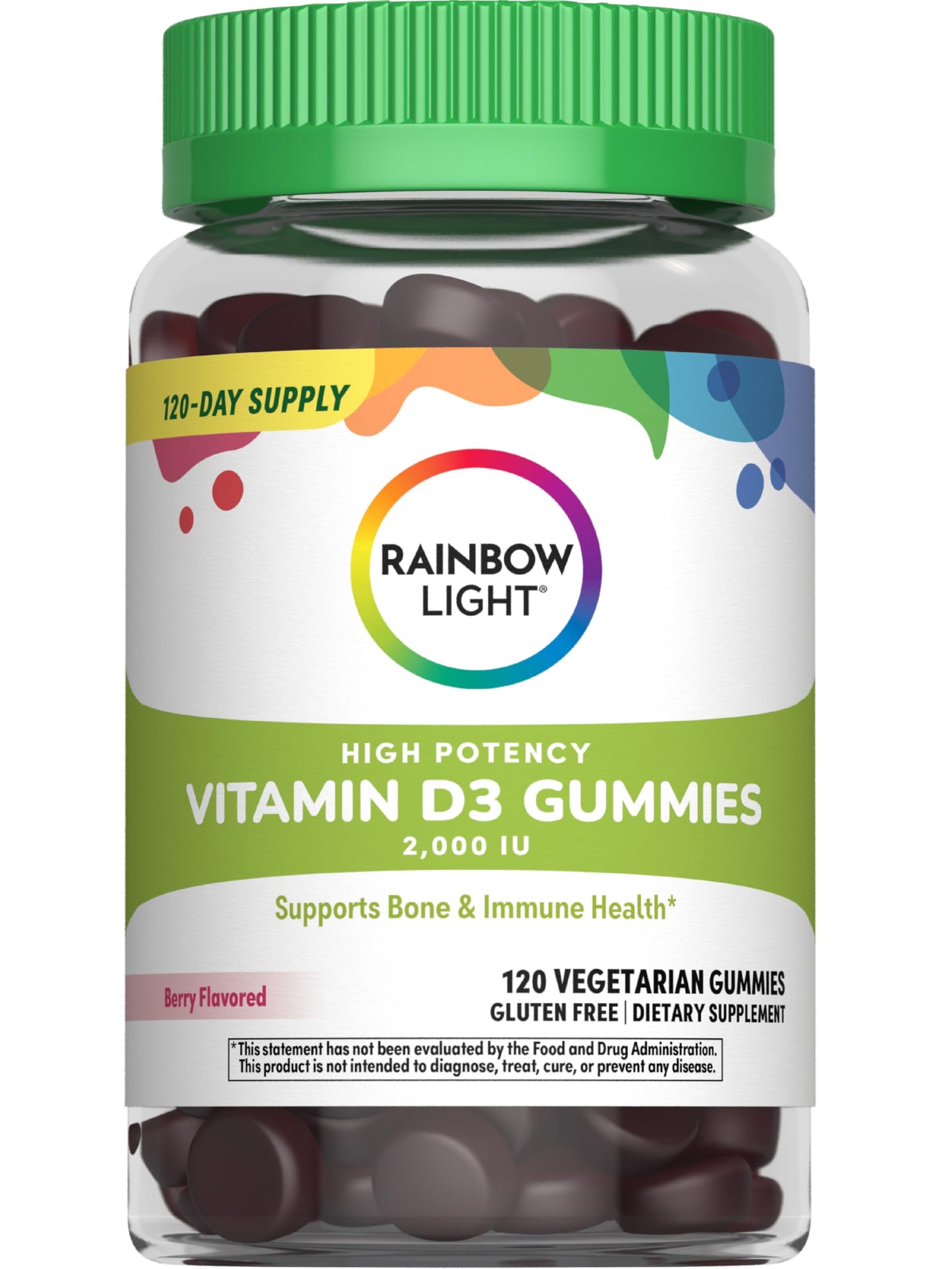 Rainbow Light Vitamin D3 Gummies 2000 IU – Immune Support, Vegan, Gluten Free