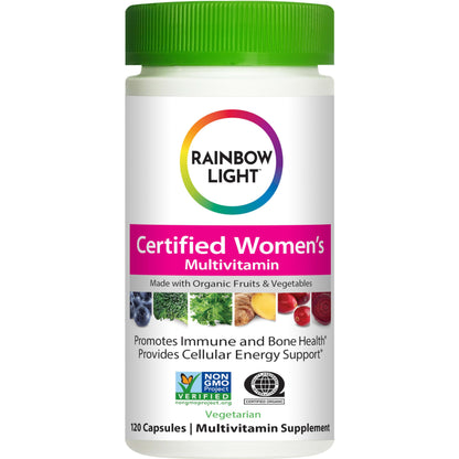 Rainbow Light Certified Women's Multivitamin – 120 Caps (Pack May Vary) – Organic, High-Potency