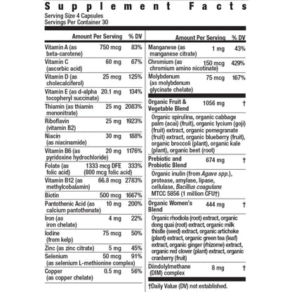 Rainbow Light Certified Women's Multivitamin – 120 Caps (Pack May Vary) – Organic, High-Potency