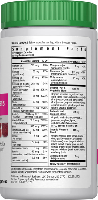 Rainbow Light Women’s Multivitamin – 120 Vegetarian Capsules | Organic & Non-GMO