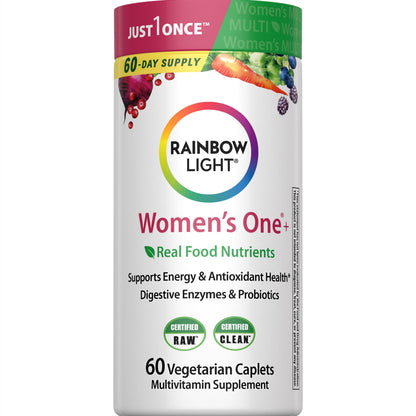 Rainbow Light Women's One High-Potency Daily Multivitamin – Immune Support, Vitamin C, Biotin, Ashwagandha, Vegetarian, 60 Count