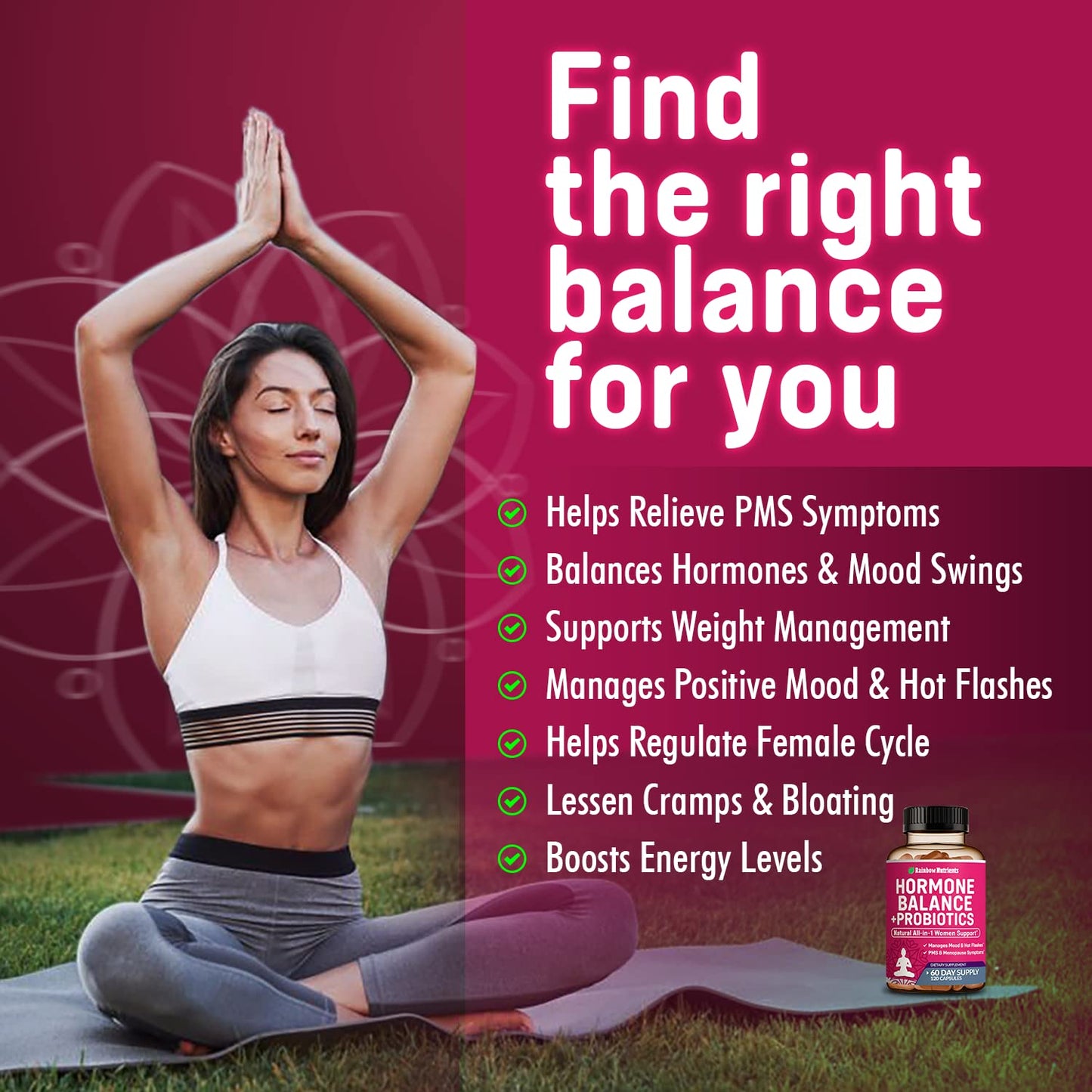Rainbow Nutrients Hormone Balance + Probiotics for Women | Menopause Support