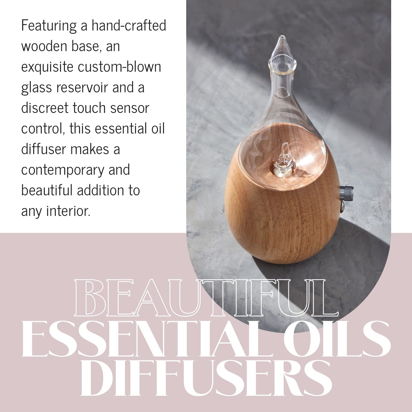 Raindrop 2.0 Waterless Glass Diffuser - Organic Aromas, Auto-Off, BPA-Free, Black