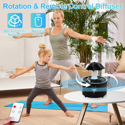Raindrop Humidifier - Aromatherapy Diffuser, 300ml, 7-Color Night Light (Black)
