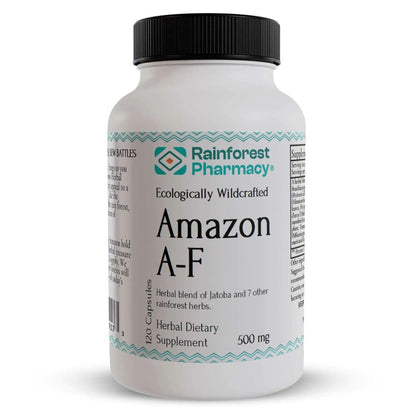 Rainforest Pharmacy Amazon A-F Herbal Supplement – 120 Veg Capsules, 500 mg | Jatoba, Pau D'Arco, Anamu, Graviola