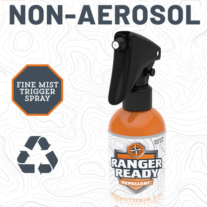 Ranger Ready Permethrin Spray for Clothes & Gear - Scent Zero, 8oz (Pack of 3) | Tick & Insect Repellent