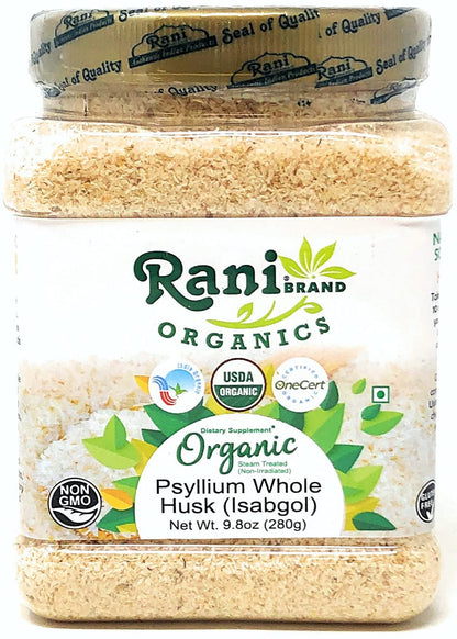 Rani Organics Psyllium Whole Husk Powder (Isabgol) – USDA Organic Dietary Fiber, 9.8oz Jar