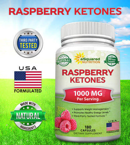 aSquared Nutrition Raspberry Ketones 1000mg - 180 Capsules | 3-Month Supply