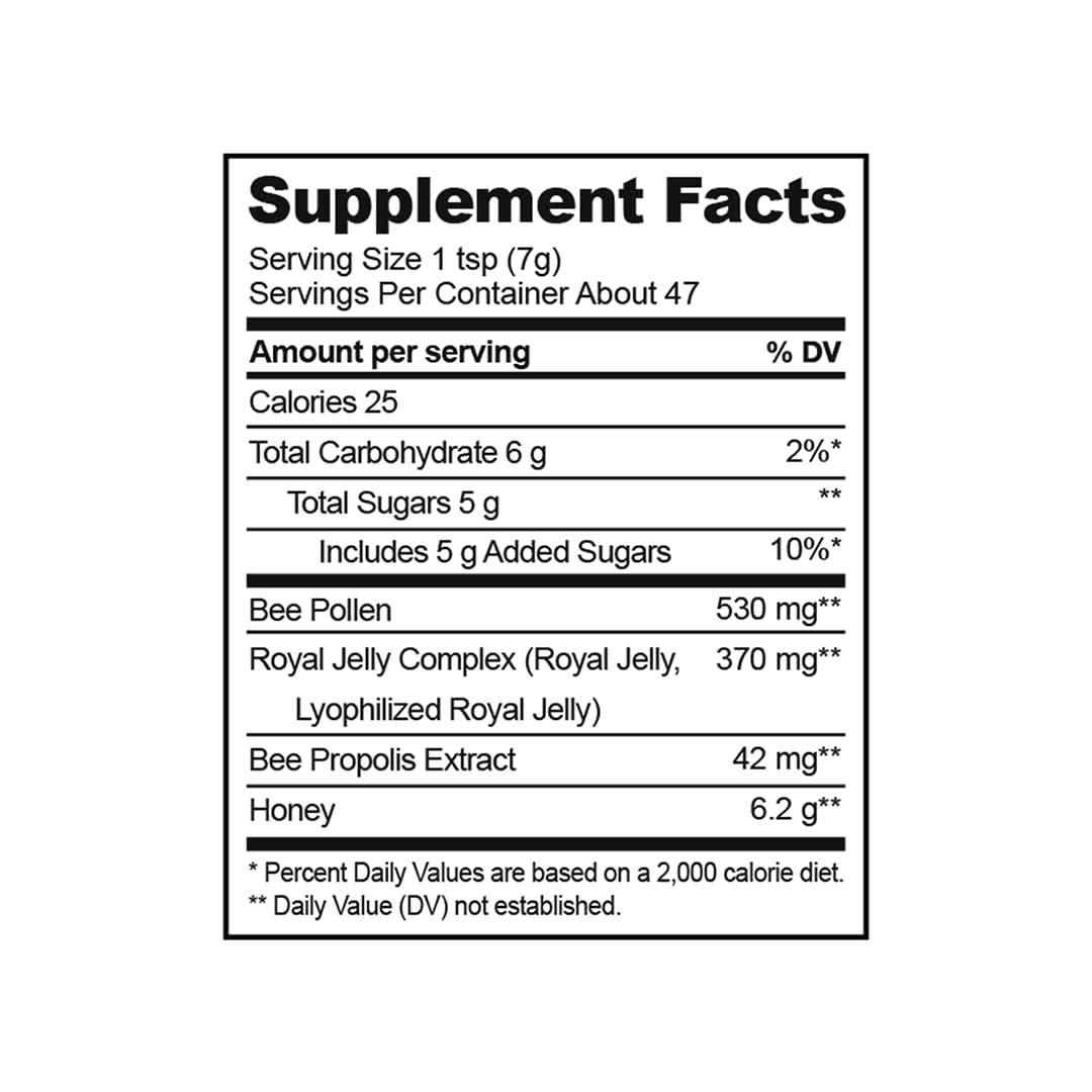Beekeeper's Naturals Superfood Honey – Bee Pollen, Royal Jelly & Propolis (11.6 oz)