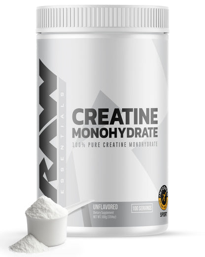 RAW Nutrition Creatine Monohydrate Powder - Unflavored, 100 Servings