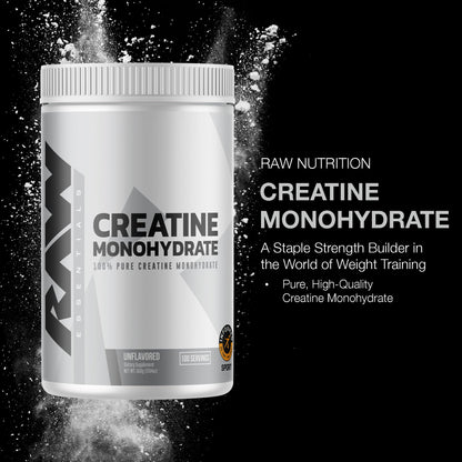 RAW Nutrition Creatine Monohydrate Powder - Unflavored, 100 Servings