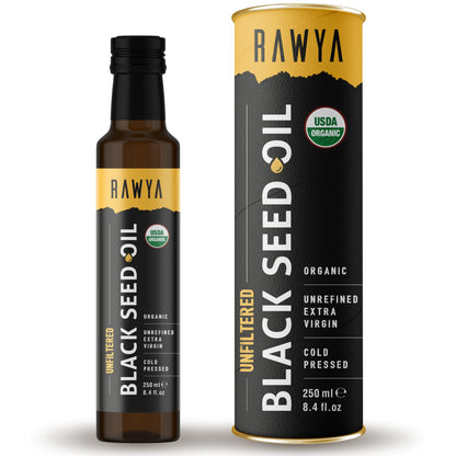 RAWYA Black Seed Oil - Unfiltered - 8.4 oz - Organic Full-Spectrum Cold-Pressed