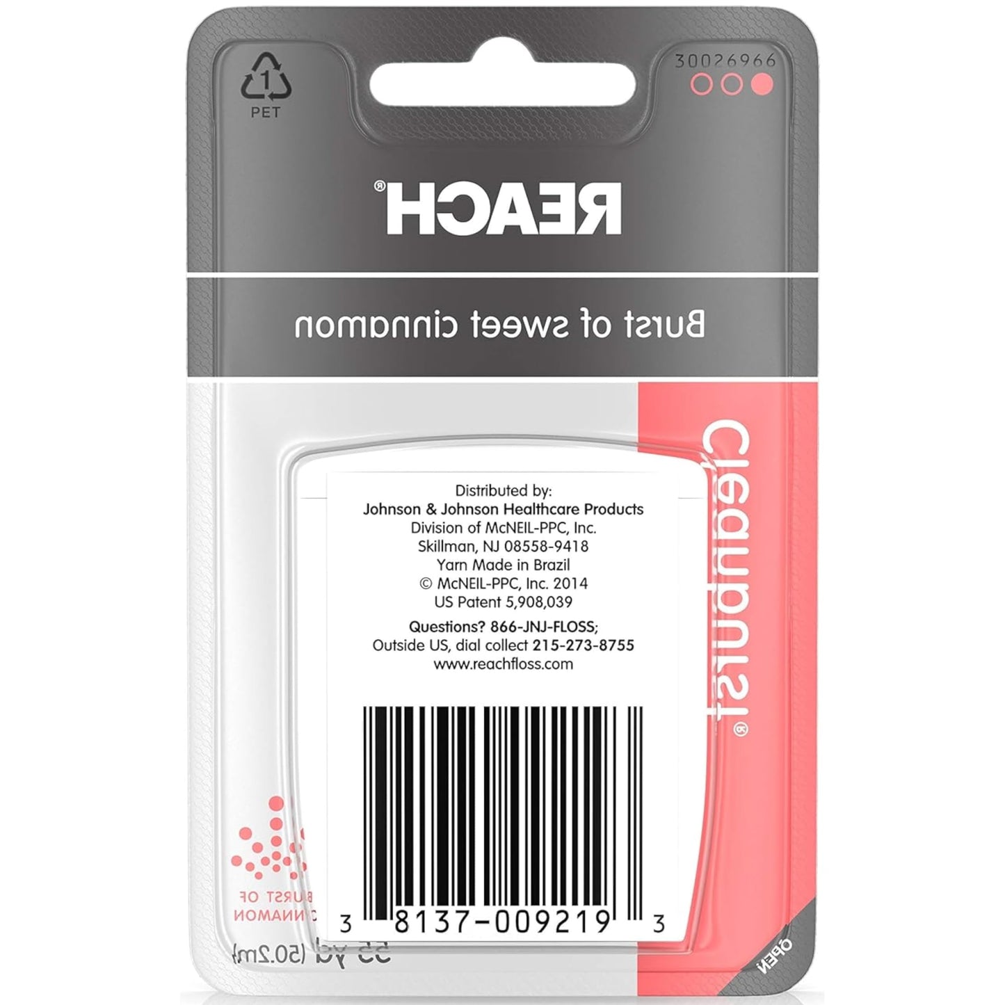Reach Cleanburst Cinnamon Waxed Dental Floss - 55 Yards (Pack of 12)