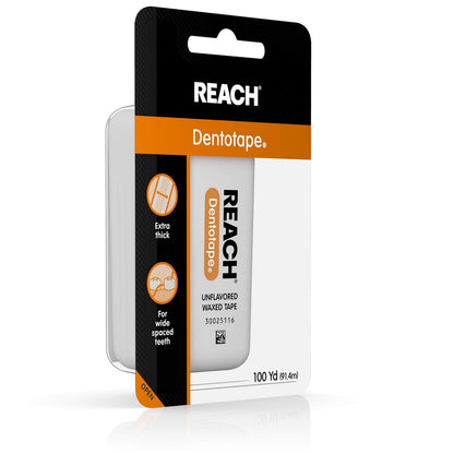 Reach Dentotape Waxed Tape – Unflavored, 100 Yards, Pack of 2