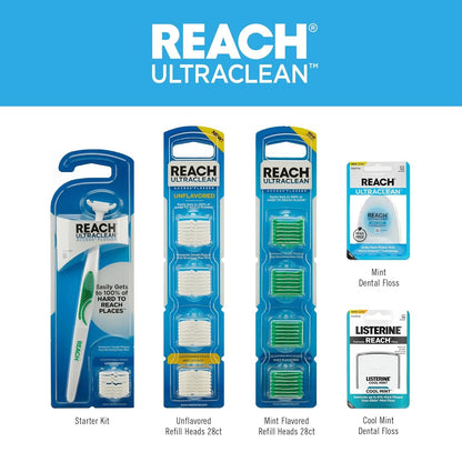 REACH Listerine Ultraclean Dental Floss - Pack of 2 | Mint, Gentle on Gums