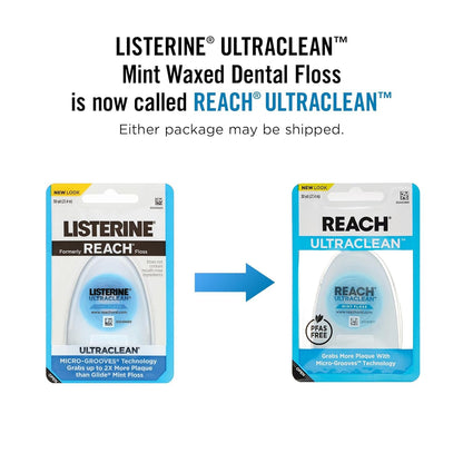 REACH Listerine Ultraclean Dental Floss - Pack of 2 | Mint, Gentle on Gums