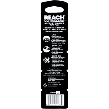 REACH Ultraclean Access Flossers Refill Heads - Fresh Mint, 28 Heads (Pack of 4)