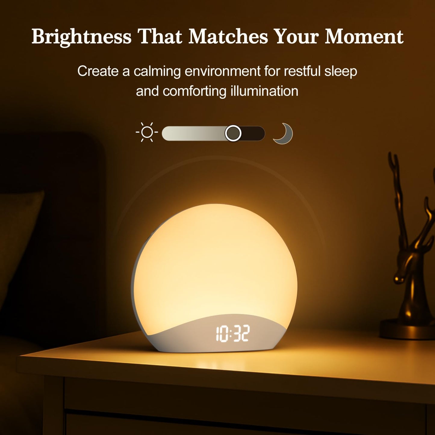 REACHER Sunrise Alarm Clock with Night Light — 26 Sleep Sounds, Dimmable Wake-Up Light