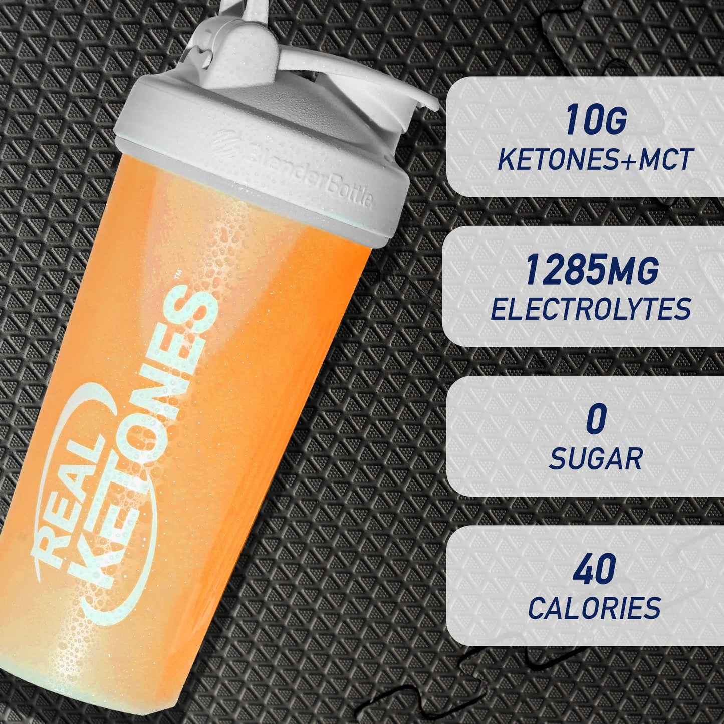 Real Ketones MCT & BHB Exogenous Ketones Drink Packets – Electrolyte Hydration, No Sugar, 30-Pack, Orange