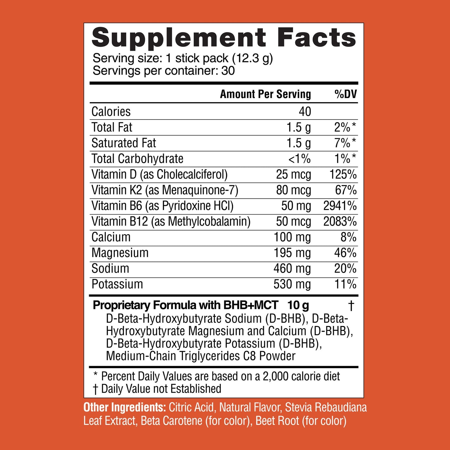 Real Ketones MCT & BHB Exogenous Ketones Drink Packets – Electrolyte Hydration, No Sugar, 30-Pack, Orange