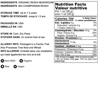 Food to Live Organic Red Reishi Mushroom Powder - 1.5 lb | Immunity & Wellness