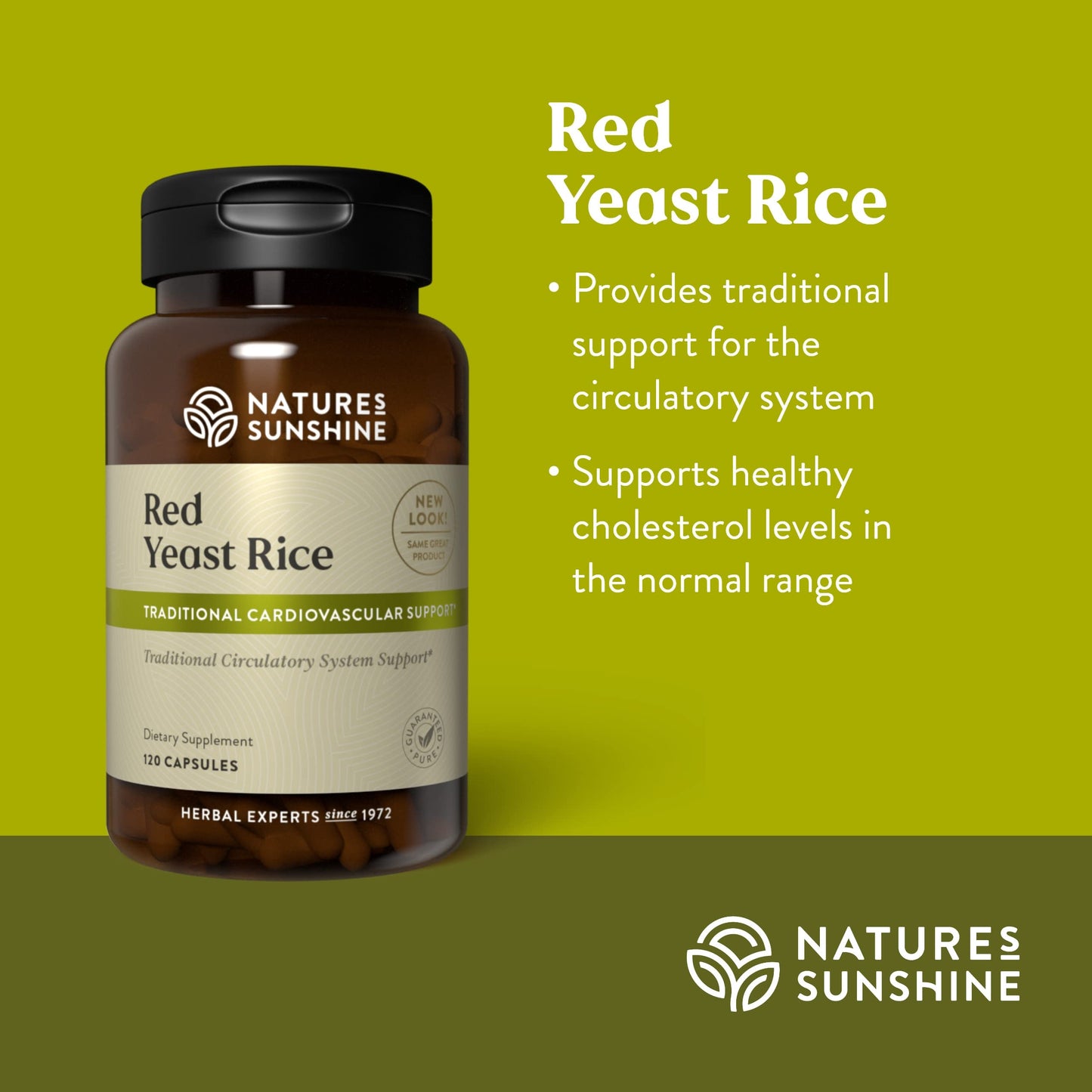 Nature's Sunshine Red Yeast Rice - 120 Capsules | Kosher | Supports Cholesterol & Circulation
