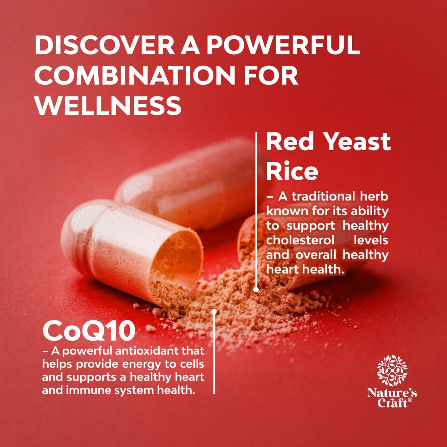 Red Yeast Rice with CoQ10 Supplement - Advanced Heart Health & Cholesterol Support for Men & Women - Extra Strength 1200 mg + CoQ10, 240 Count