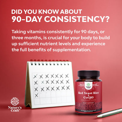 Red Yeast Rice with CoQ10 Supplement - Advanced Heart Health & Cholesterol Support for Men & Women - Extra Strength 1200 mg + CoQ10, 240 Count
