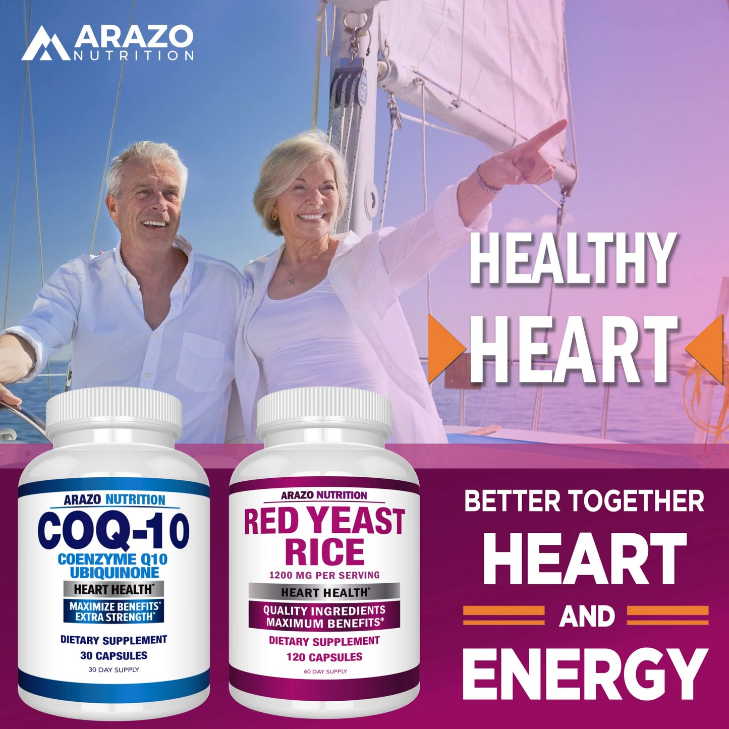 Arazo Nutrition Red Yeast Rice Extract 1200 mg – Citrinin Free – Vegetarian 120 Capsules